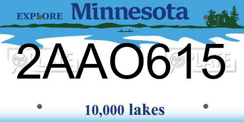 2AAO615 Minnesota License Plate