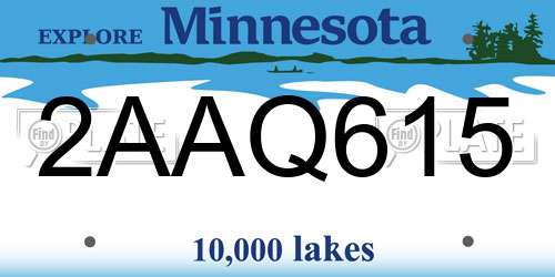 2AAQ615 Minnesota License Plate