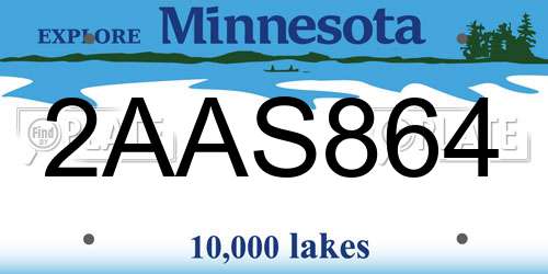2AAS864 Minnesota License Plate
