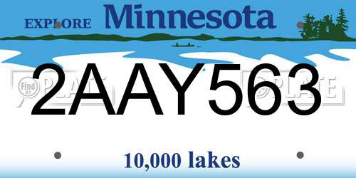 2AAY563 Minnesota License Plate