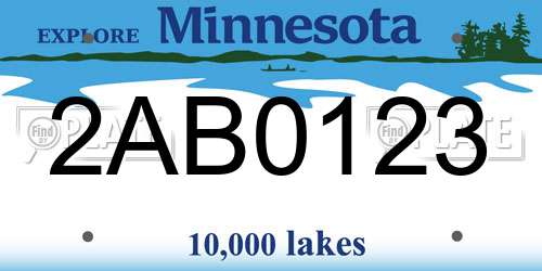 2AB0123 Minnesota License Plate