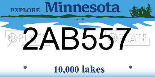 2AB557 Minnesota License Plate