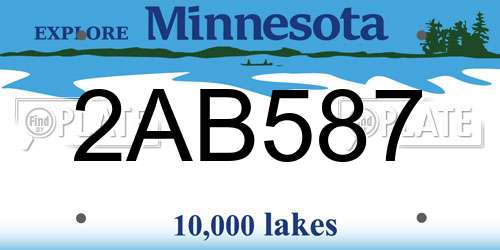 2AB587 Minnesota License Plate