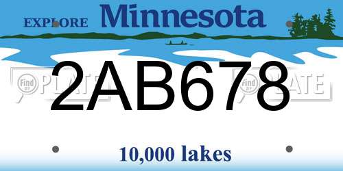 2AB678 Minnesota License Plate