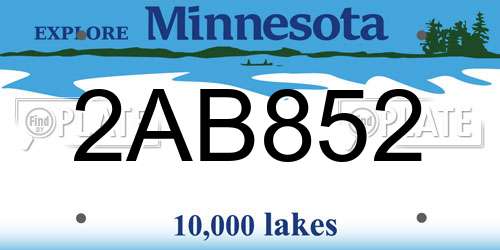 2AB852 Minnesota License Plate