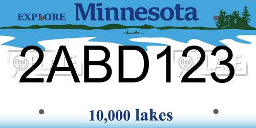 2ABD123 Minnesota License Plate