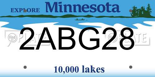 2ABG28 Minnesota License Plate