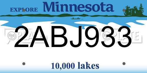2ABJ933 Minnesota License Plate