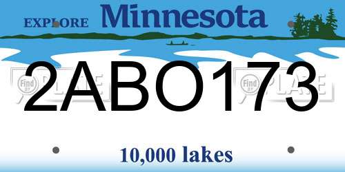 2ABO173 Minnesota License Plate
