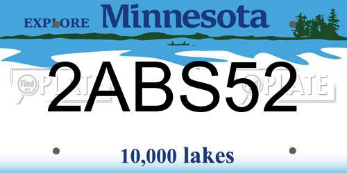 2ABS52 Minnesota License Plate