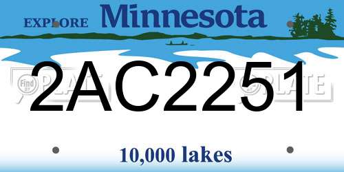 2AC2251 Minnesota License Plate