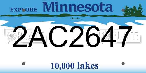 2AC2647 Minnesota License Plate