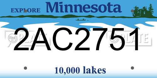 2AC2751 Minnesota License Plate