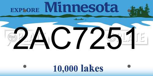 2AC7251 Minnesota License Plate