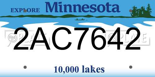 2AC7642 Minnesota License Plate