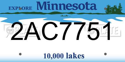 2AC7751 Minnesota License Plate