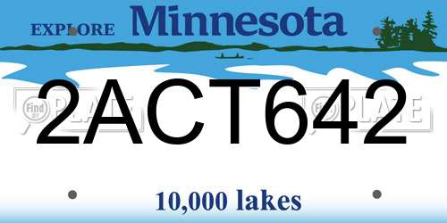 2ACT642 Minnesota License Plate