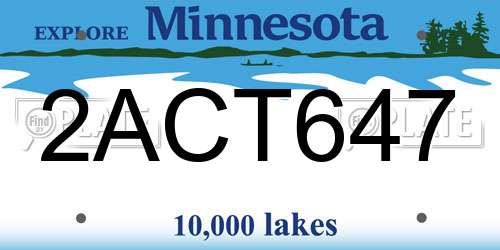 2ACT647 Minnesota License Plate