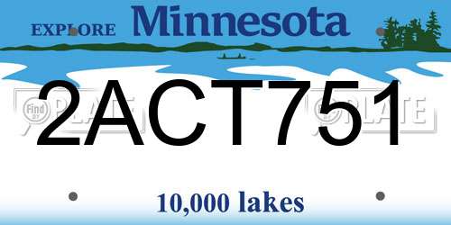 2ACT751 Minnesota License Plate