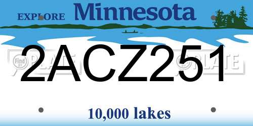 2ACZ251 Minnesota License Plate