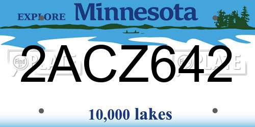 2ACZ642 Minnesota License Plate