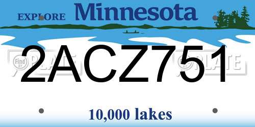 2ACZ751 Minnesota License Plate