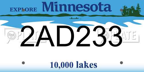 2AD233 Minnesota License Plate