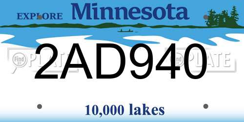 2AD940 Minnesota License Plate