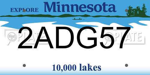 2ADG57 Minnesota License Plate