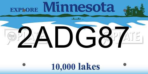 2ADG87 Minnesota License Plate