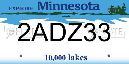 2ADZ33 Minnesota License Plate