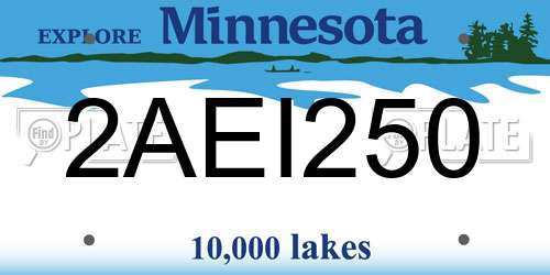 2AEI250 Minnesota License Plate