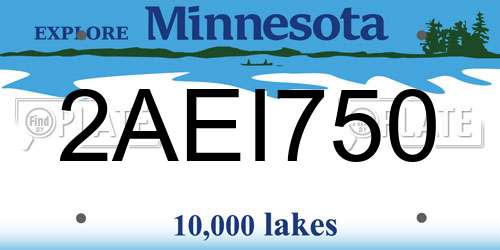 2AEI750 Minnesota License Plate