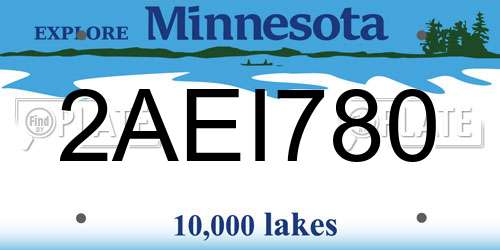 2AEI780 Minnesota License Plate
