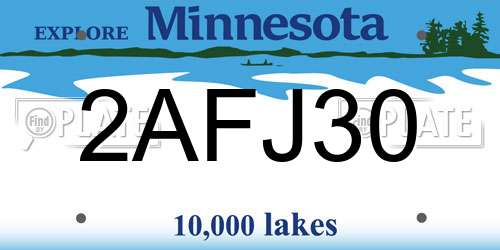 2AFJ30 Minnesota License Plate