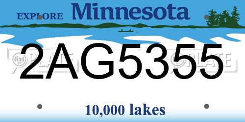 2AG5355 Minnesota License Plate