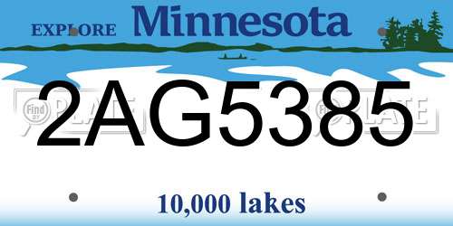 2AG5385 Minnesota License Plate