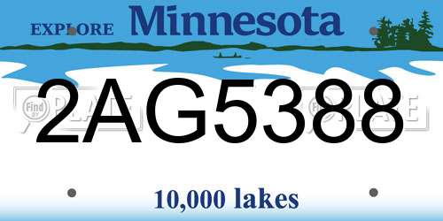 2AG5388 Minnesota License Plate