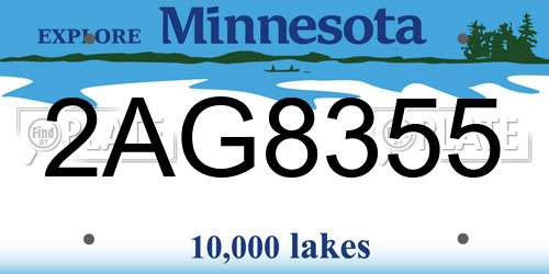 2AG8355 Minnesota License Plate
