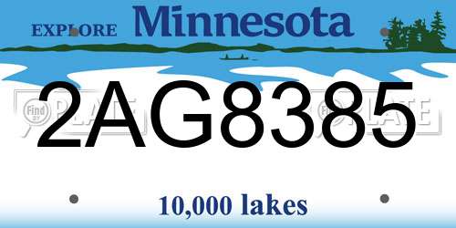 2AG8385 Minnesota License Plate