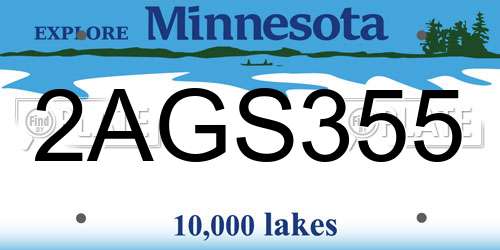 2AGS355 Minnesota License Plate