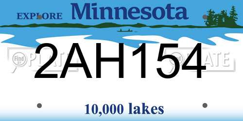 2AH154 Minnesota License Plate