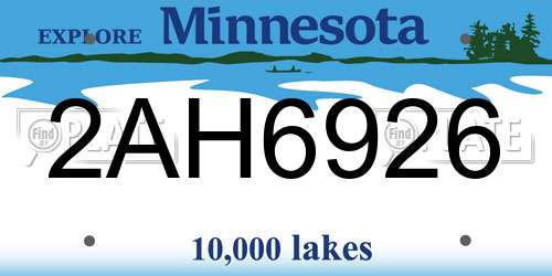 2AH6926 Minnesota License Plate