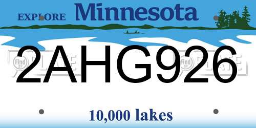 2AHG926 Minnesota License Plate