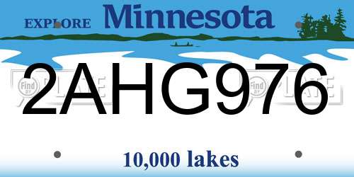 2AHG976 Minnesota License Plate