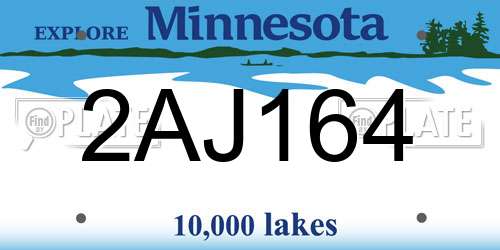 2AJ164 Minnesota License Plate