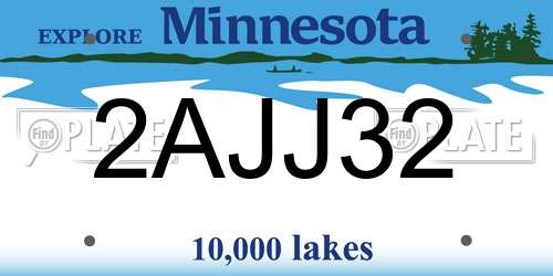 2AJJ32 Minnesota License Plate