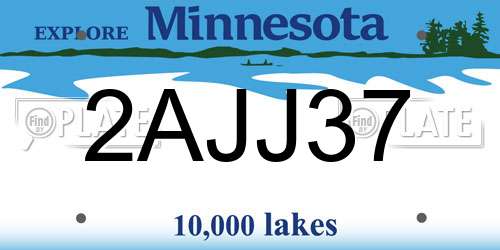 2AJJ37 Minnesota License Plate