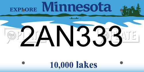2AN333 Minnesota License Plate
