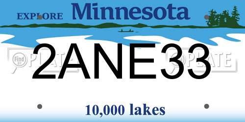 2ANE33 Minnesota License Plate